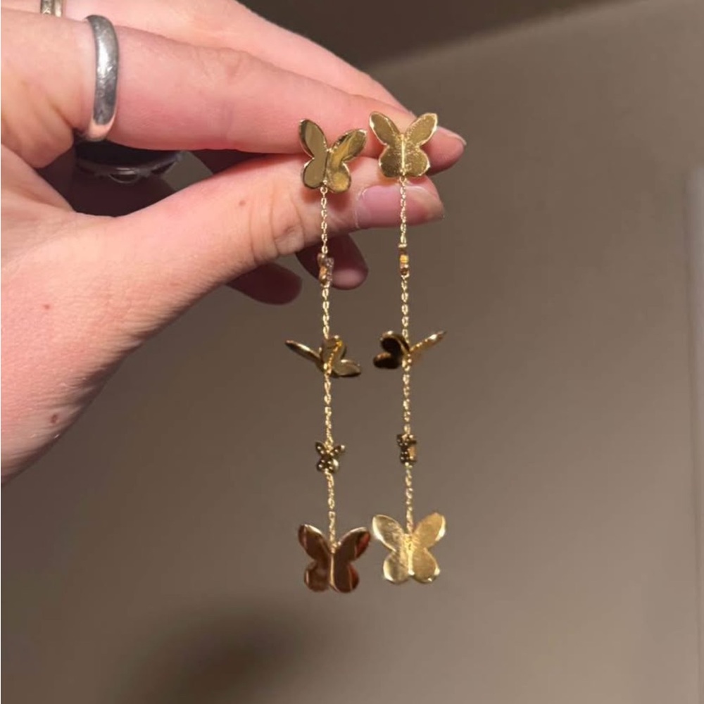 Kate Spade Gold Butterfly Chain Earrings